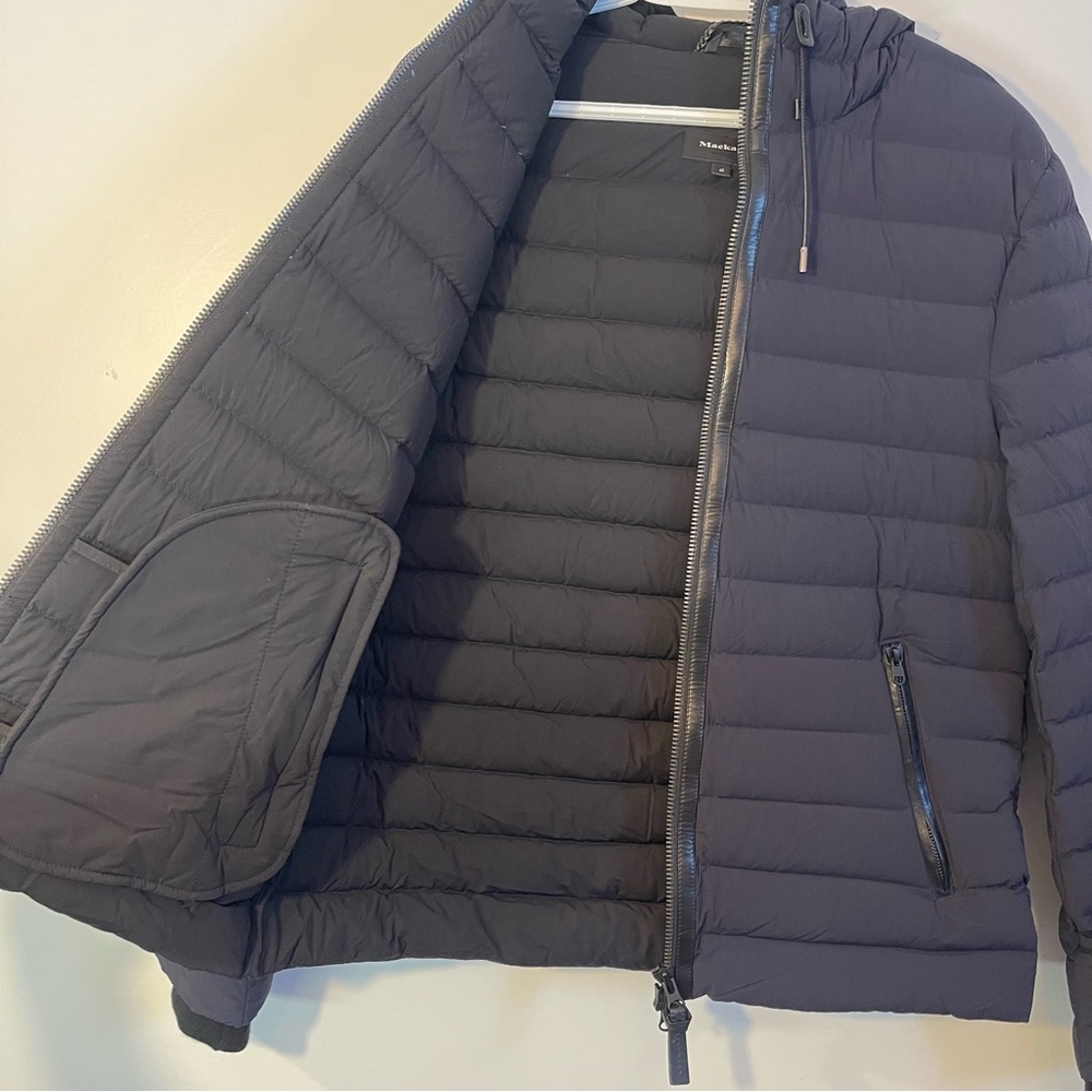 Mackage Mike Down Hooded Puffer Goose Down Jacket Size 42 - Navy Blue - Picture 4 of 14